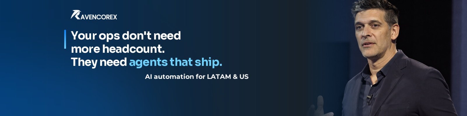 RavenCoreX — AI automation for LATAM & US. Martín Vélez, Founder & CEO.